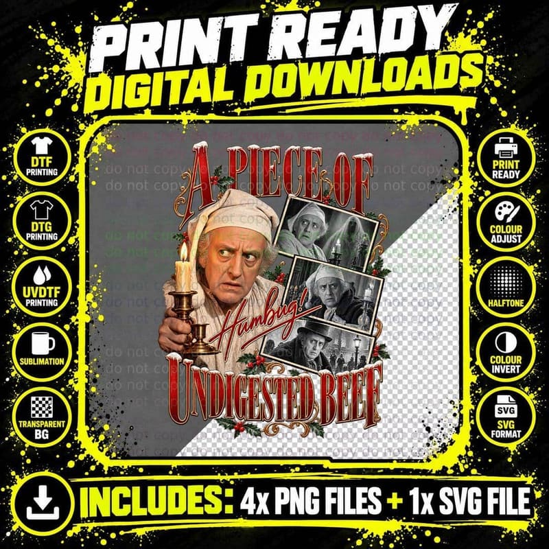 Scrooge 1951 Vintage Collage Alastair Sim Christmas Png SVG Digital Bundle