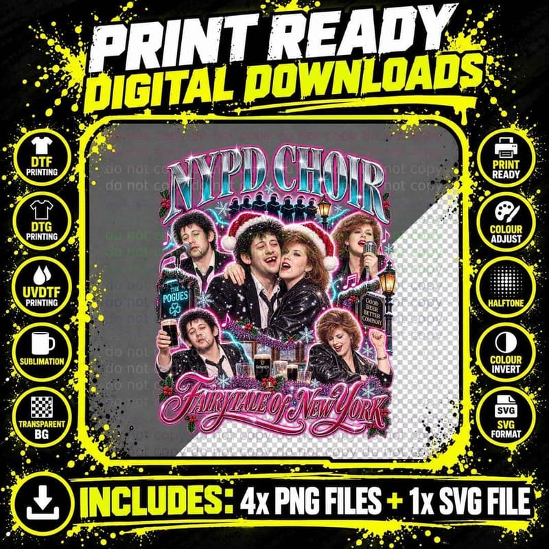 Shane MacGowan Kirsty MacColl NYPD Choir Vintage Bootleg Png SVG Digital Bundle