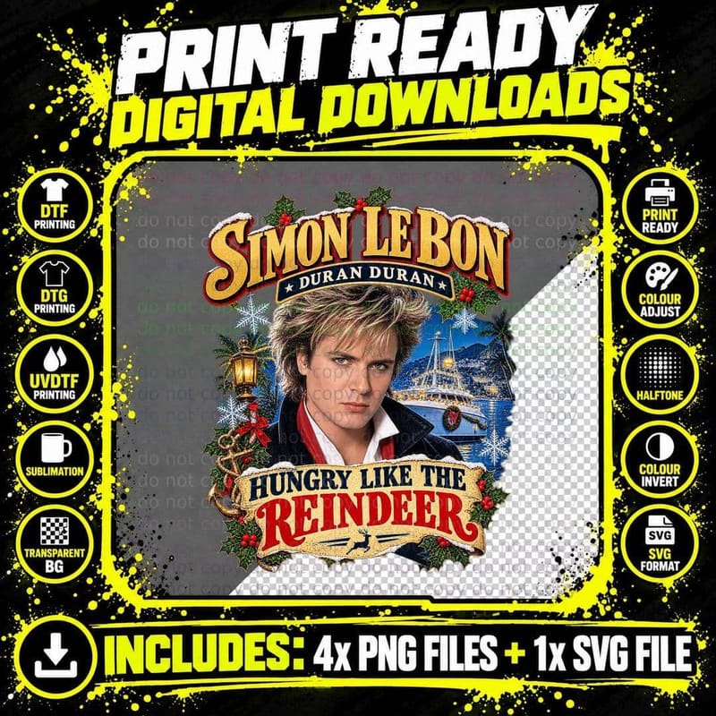 Simon Le Bon Duran Duran Hungry Like the Reindeer Png SVG Digital Bundle