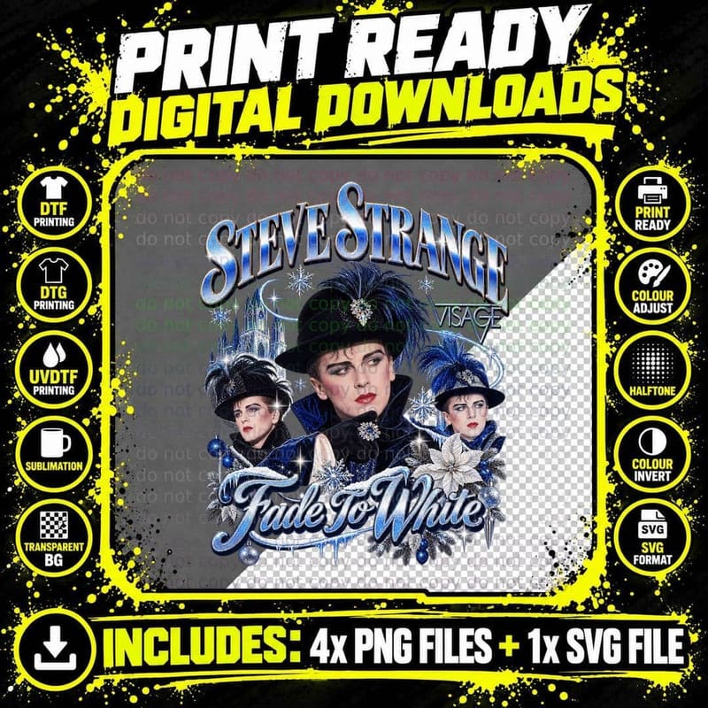 Steve Strange Visage 1981 New Romantic Christmas Retro Png SVG Digital Bundle