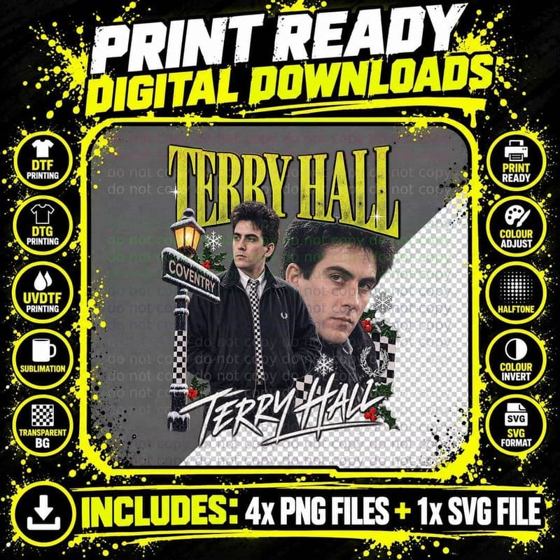 Terry Hall Coventry Two Tone Ska Christmas Retro Music Png SVG Digital Bundle