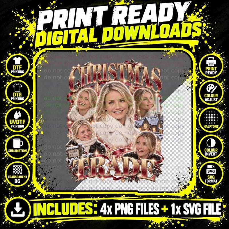 The Holiday Retro Collage Cameron Diaz Amanda Christmas Png SVG Digital Bundle