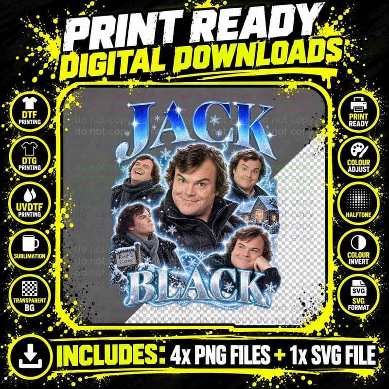 The Holiday Retro Collage Jack Black Miles Christmas Png SVG Digital Bundle