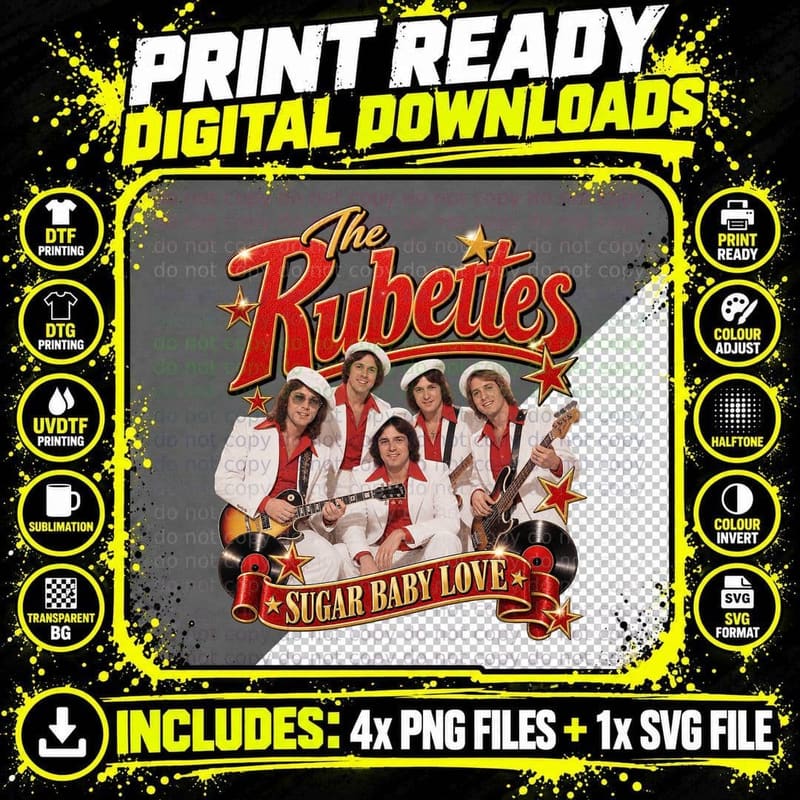 The Rubettes Vintage Sugar Plum Love 70s Glam Pop Png SVG Digital Bundle