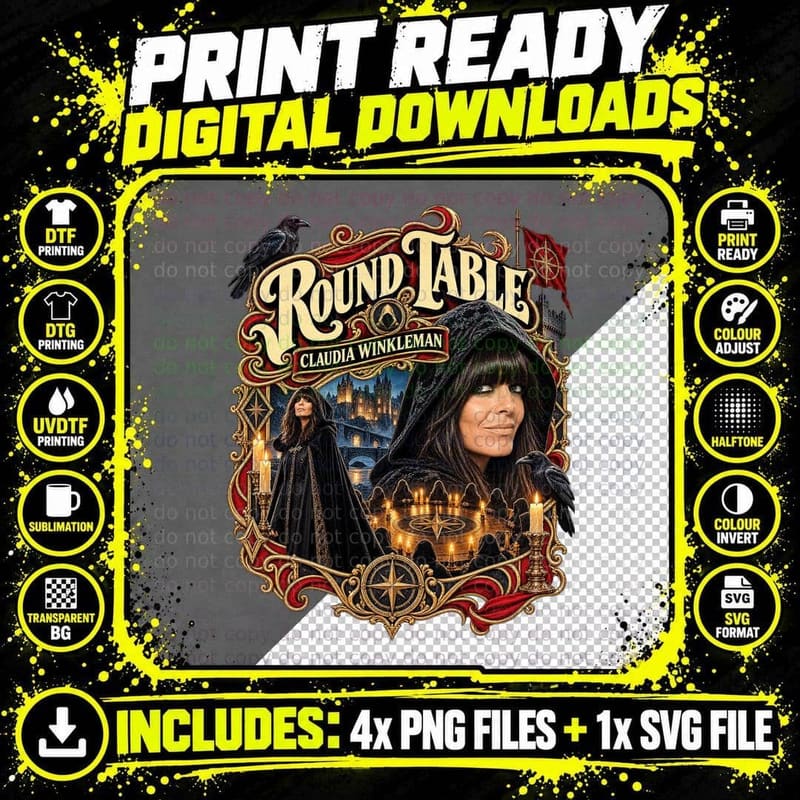 The Traitors Vintage Claudia Winkleman Round Table Png SVG Digital Bundle