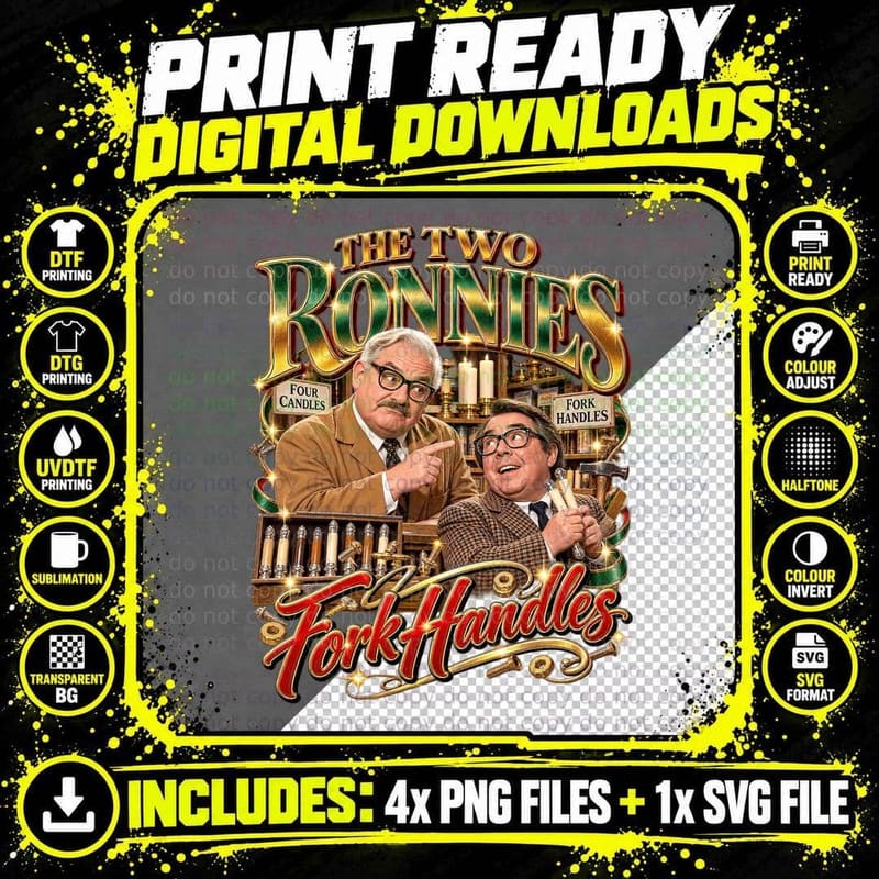The Two Ronnies Retro Fork Handles Four Candles Comedy Png SVG Digital Bundle