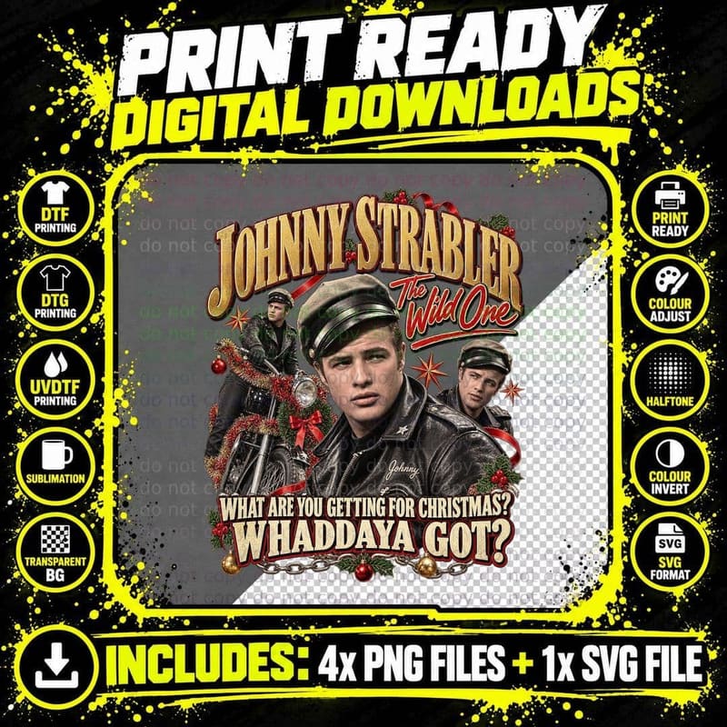 The Wild One Johnny Strabler Marlon Brando Motorcycle Png SVG Digital Bundle