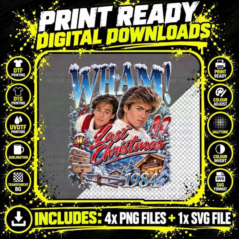 Wham Vintage Bootleg George Michael Andrew Ridgeley Last Png SVG Digital Bundle