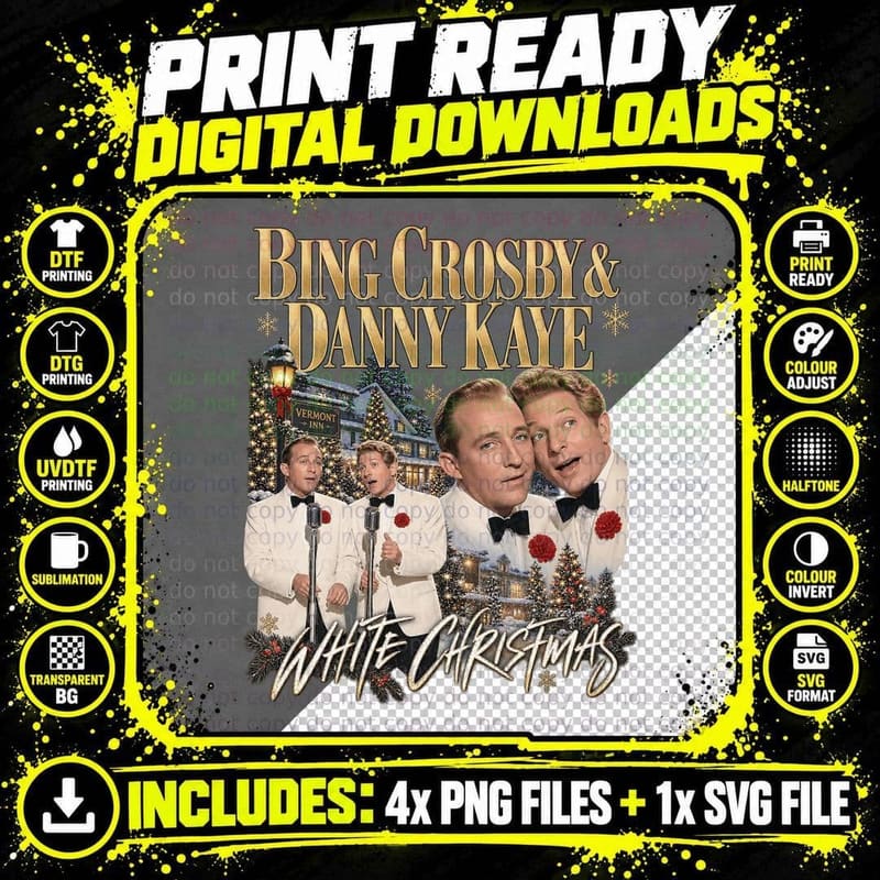 White Christmas Vintage Bing Crosby Danny Kaye Classic Png SVG Digital Bundle