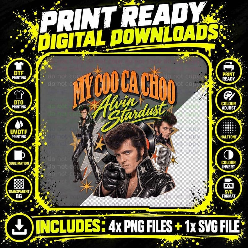 Alvin Stardust My Coo Ca Choo Retro 70s Glam Rock Pop Png SVG Digital Bundle