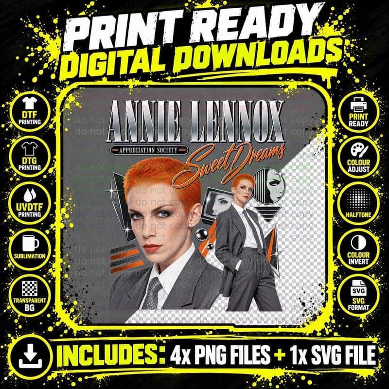 Annie Lennox Sweet Dreams Eurythmics Retro 80s Music Png SVG Digital Bundle