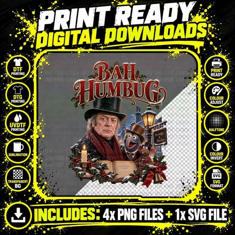 Bah Humbug Vintage Scrooge Christmas Carol Gonzo Puppet Png SVG Digital Bundle