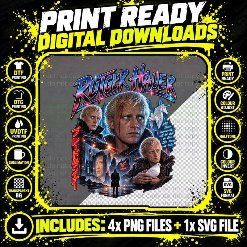 Blade Runner Vintage Bootleg Rutger Hauer Roy Batty Png SVG Digital Bundle