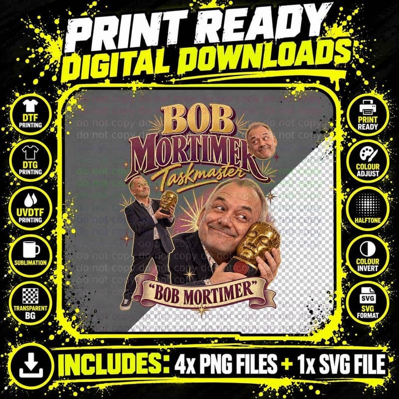Bob Mortimer Taskmaster Vintage Bootleg British Comedy Png SVG Digital Bundle
