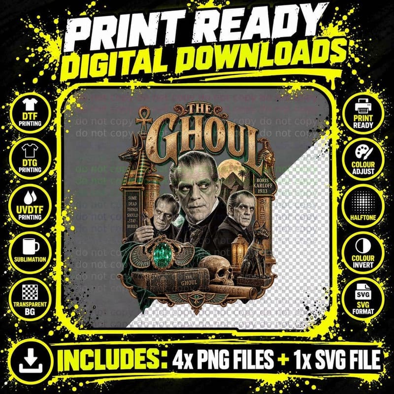 Boris Karloff The Ghoul Vintage 1933 Classic British Png SVG Digital Bundle