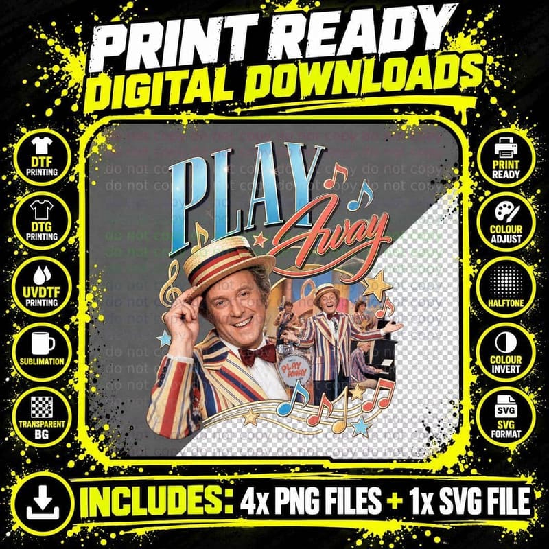 Brian Cant Play Away Vintage 70s Kids TV Nostalgia Retro Png SVG Digital Bundle