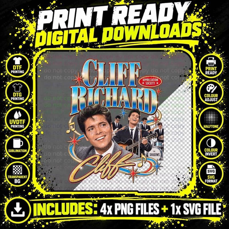 Cliff Richard and The Shadows Retro 60s British Pop Png SVG Digital Bundle