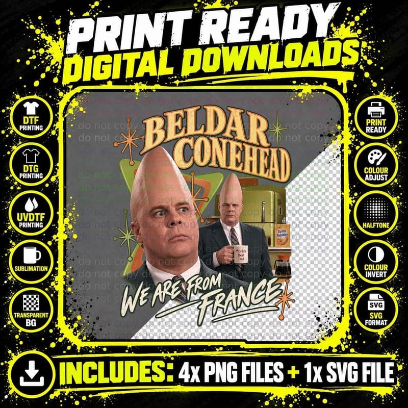 Coneheads Retro Beldar Conehead 90s Alien Sci Fi Comedy Png SVG Digital Bundle