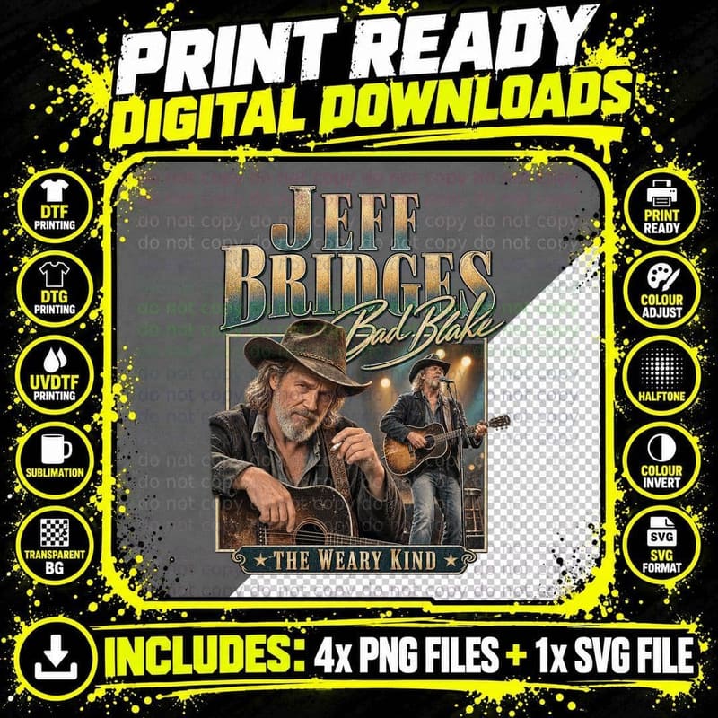 Crazy Heart Vintage Jeff Bridges Bad Blake The Weary Png SVG Digital Bundle