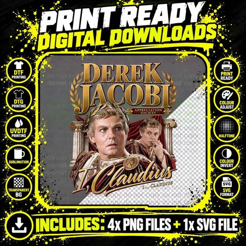 Derek Jacobi I Claudius Retro British TV Drama Png SVG Digital Bundle