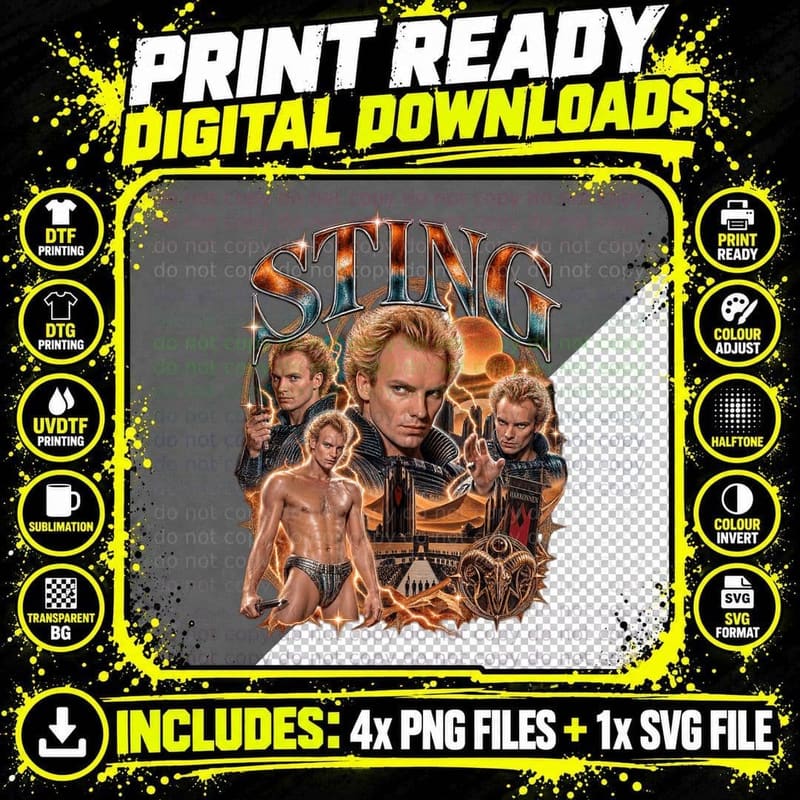 Dune 1984 Vintage Bootleg Sting Feyd Rautha Harkonnen Png SVG Digital Bundle