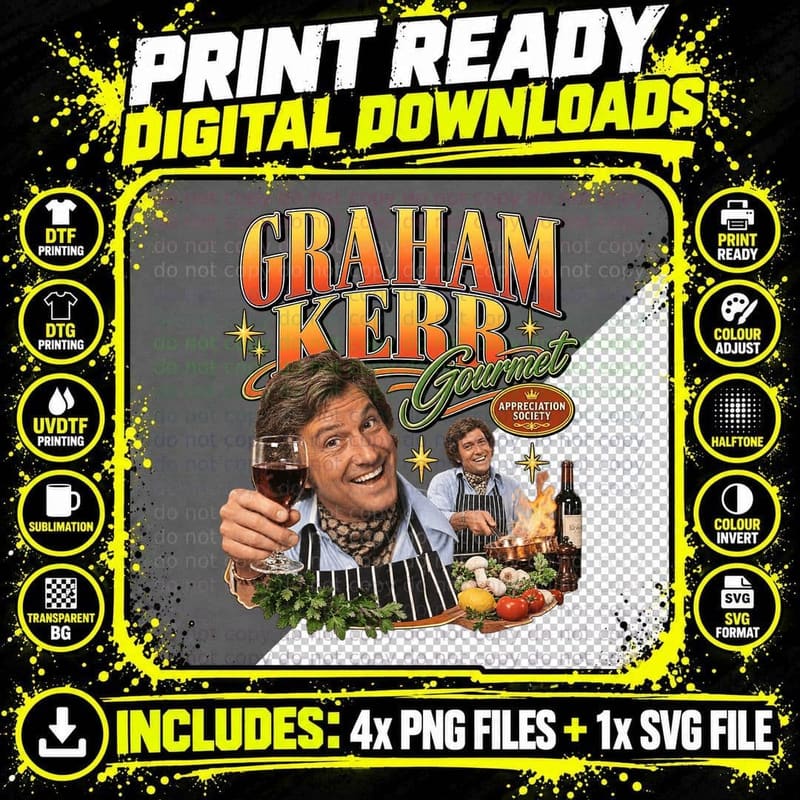 Graham Kerr Galloping Gourmet Retro British TV Cooking Png SVG Digital Bundle