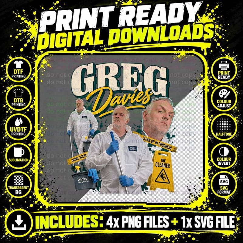 Greg Davies Taskmaster Wicky The Cleaner Funny British Png SVG Digital Bundle