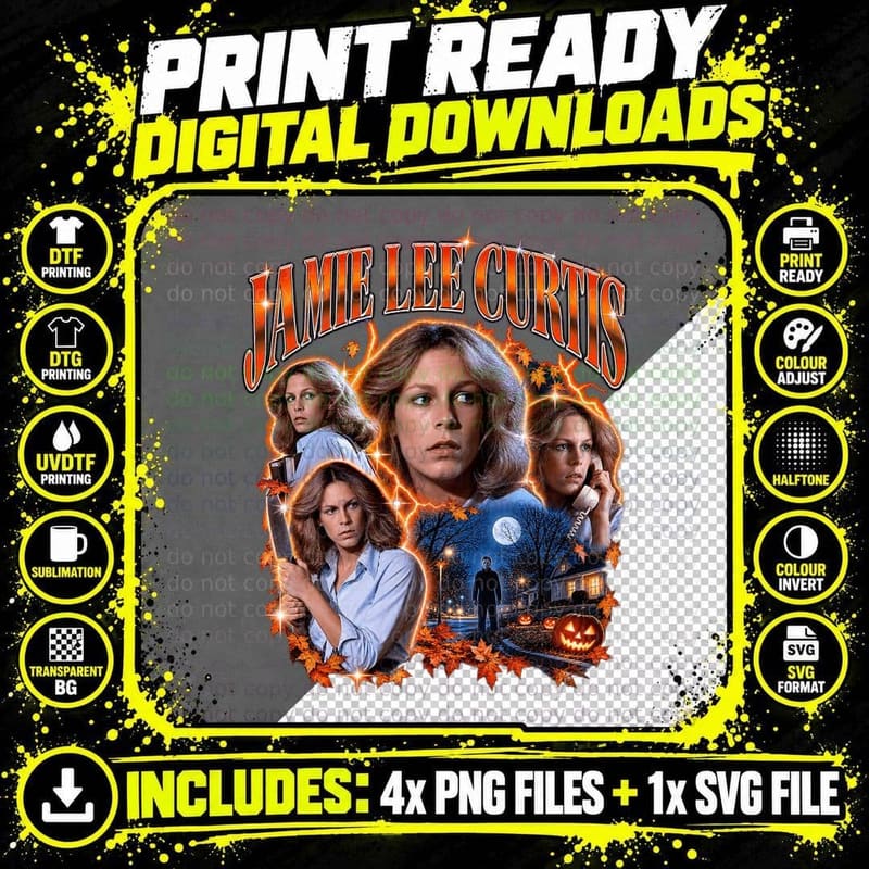 Halloween Vintage Bootleg Jamie Lee Curtis Laurie Strode Png SVG Digital Bundle