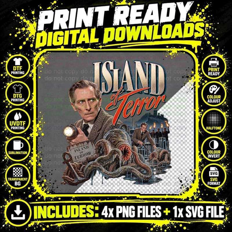 Island of Terror Peter Cushing Vintage 1966 British Sci Png SVG Digital Bundle