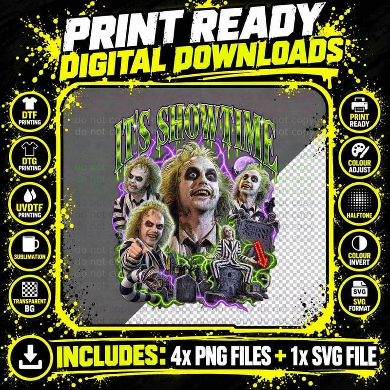 It's Showtime Vintage Bootleg Michael Keaton Ghost Png SVG Digital Bundle