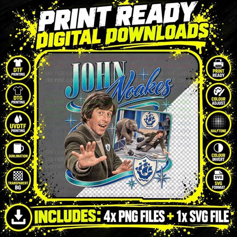 John Noakes Blue Peter Vintage Retro British Kids TV Png SVG Digital Bundle