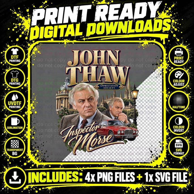 John Thaw Inspector Morse Retro British TV Detective Png SVG Digital Bundle