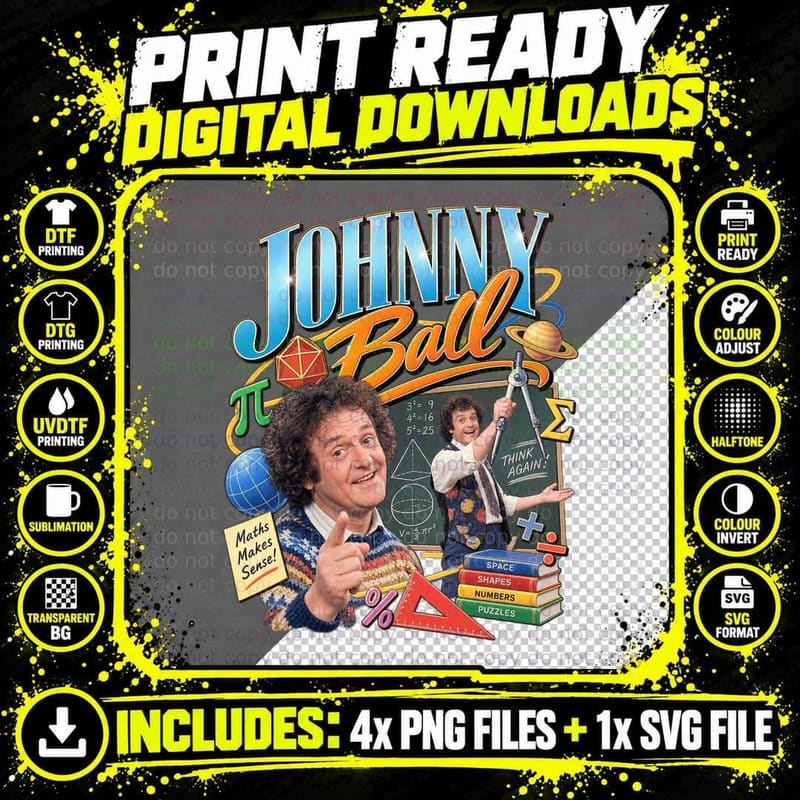 Johnny Ball Think Again Maths Retro British Kids TV Png SVG Digital Bundle