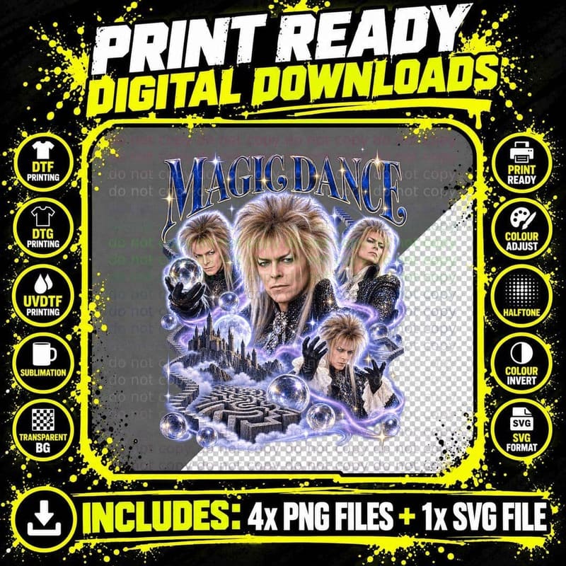 Labyrinth Vintage Bootleg David Bowie Jareth Goblin King Png SVG Digital Bundle