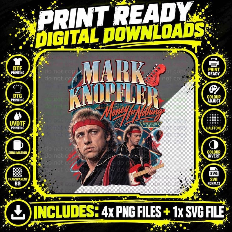 Mark Knopfler Money for Nothing Dire Straits Retro Png SVG Digital Bundle