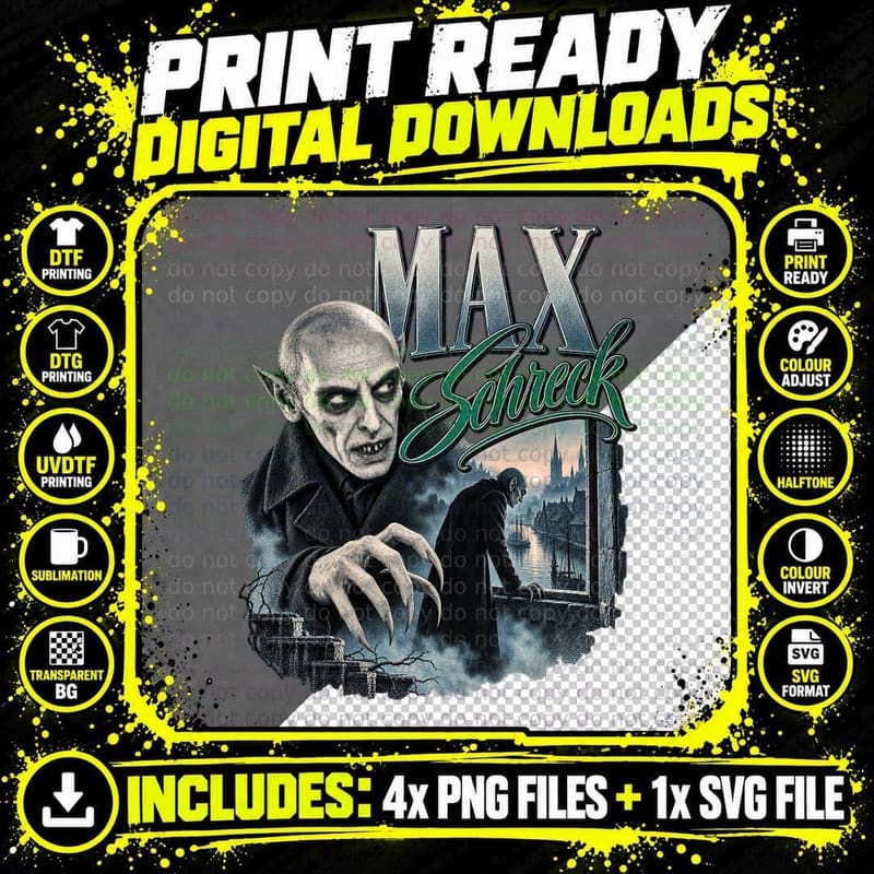 Max Schreck Nosferatu Vintage Gothic Vampire Classic Png SVG Digital Bundle