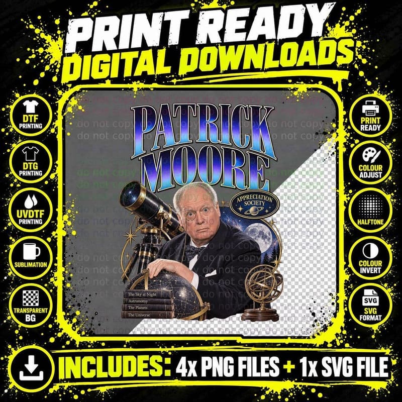 Patrick Moore Sky at Night Retro British TV Astronomy Png SVG Digital Bundle