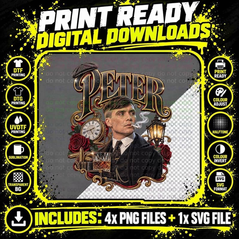 Peter Vintage Gentleman Gangster Whiskey Rose Pocket Png SVG Digital Bundle
