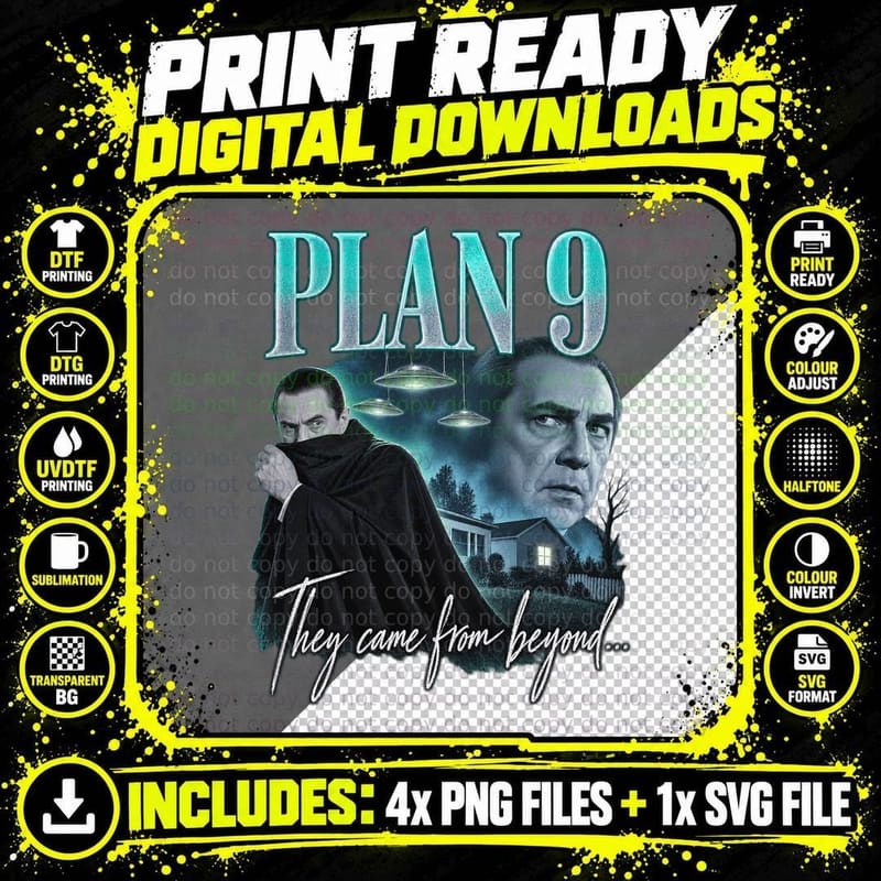 Plan 9 From Outer Space Vintage Bela Lugosi Cult Sci Fi Png SVG Digital Bundle