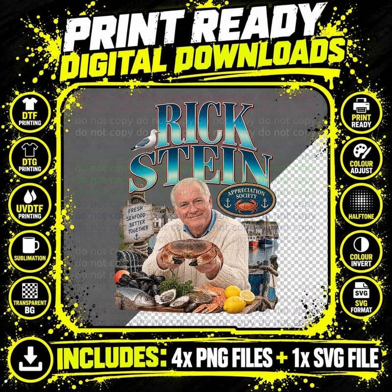Rick Stein Seafood Retro British TV Chef Cooking Png SVG Digital Bundle