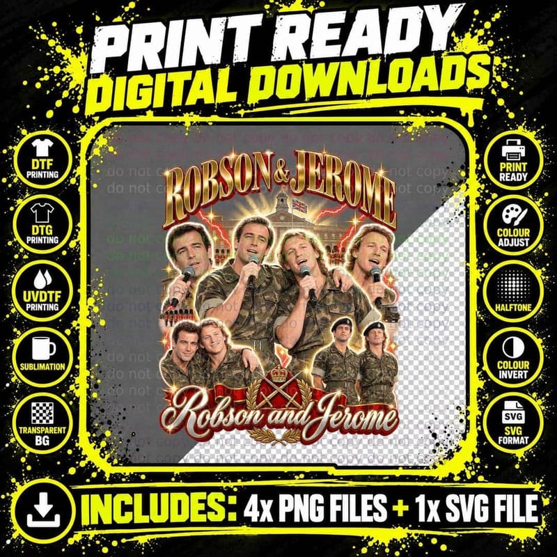 Robson and Jerome Unchained Melody Retro 90s British Pop Png SVG Digital Bundle
