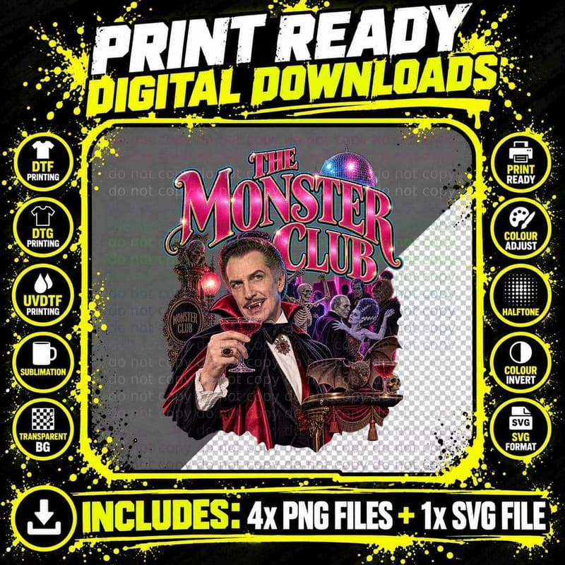The Monster Club Vintage Vincent Price Vampire Cult Png SVG Digital Bundle