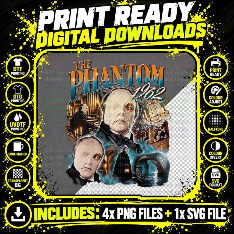 The Phantom of the Opera 1962 Vintage Herbert Lom Hammer Png SVG Digital Bundle