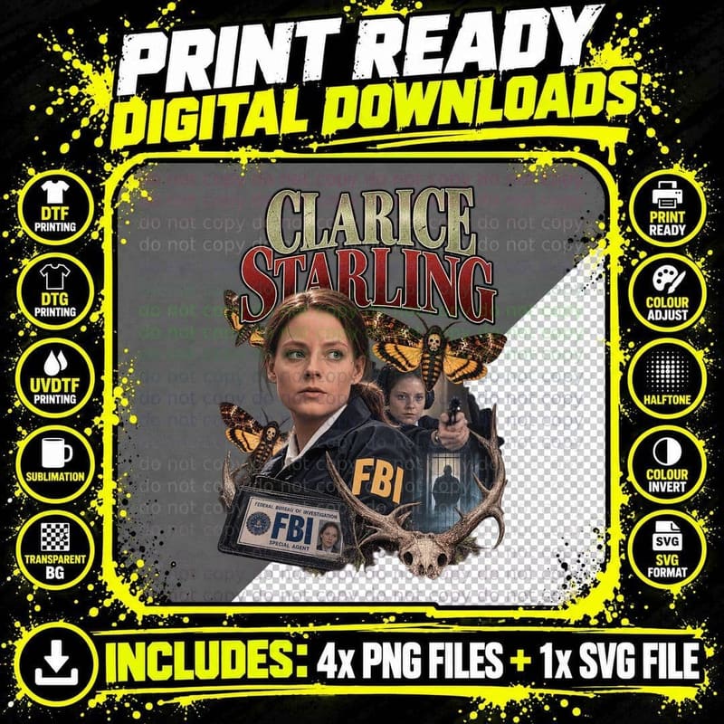 The Silence of the Lambs Vintage Clarice Starling Horror Png SVG Digital Bundle