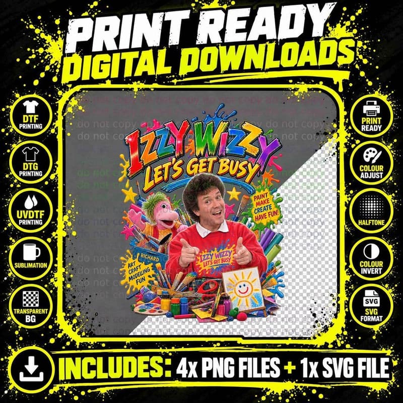 The Sooty Show Vintage Izzy Wizzy Let's Get Busy Retro Png SVG Digital Bundle