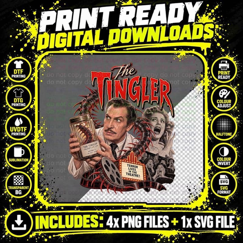 The Tingler Vintage Vincent Price 1959 William Castle Png SVG Digital Bundle