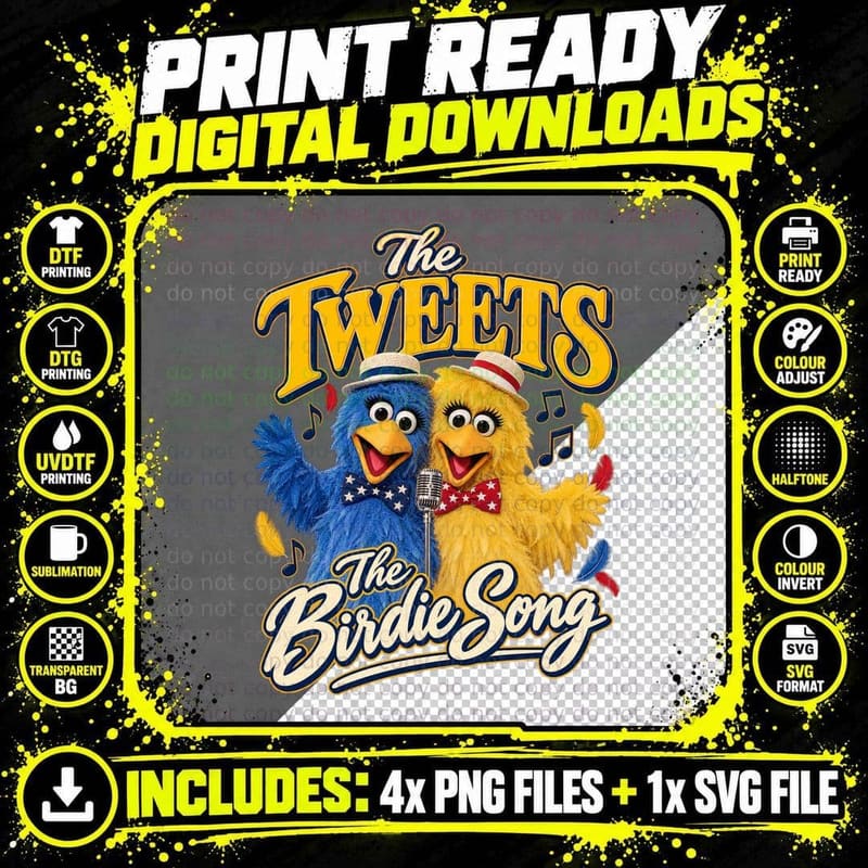 The Tweets Top of the Pops Vintage The Birdie Song 1981 Png SVG Digital Bundle
