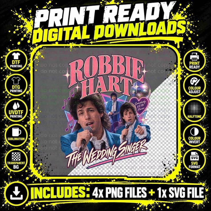 The Wedding Singer Retro Robbie Hart 80s Wedding Comedy Png SVG Digital Bundle