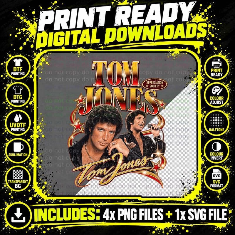 Tom Jones Retro 60s British Singer Appreciation Gift for Png SVG Digital Bundle