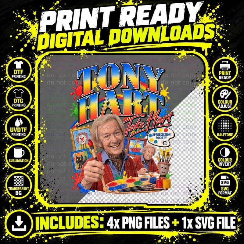 Tony Hart Take Hart Morph Retro British TV Art Png SVG Digital Bundle